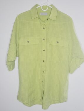 Everlane The Cotton Tourist Shirt Womens XXS Pickled Plaid Green Button Down